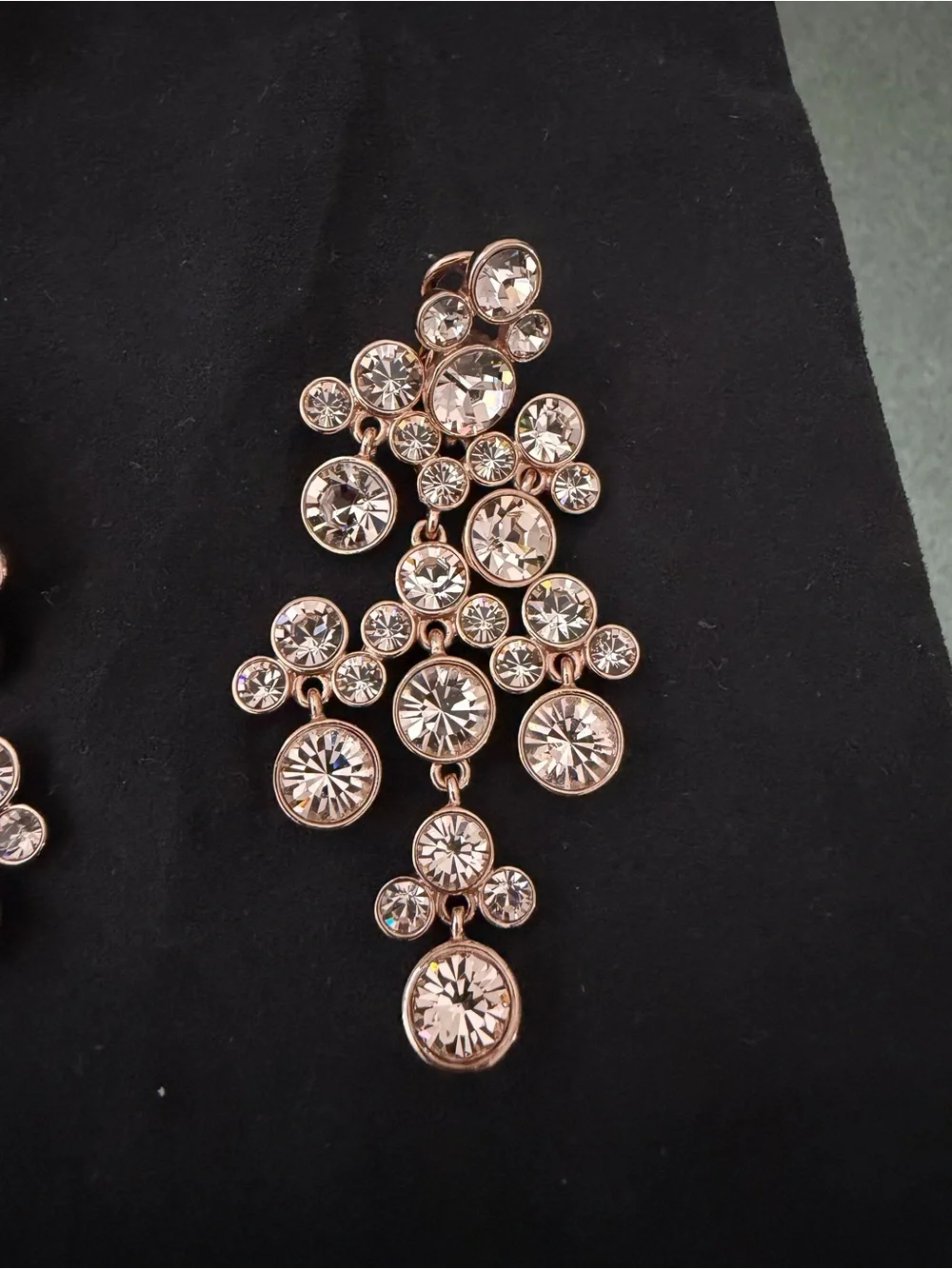 Givenchy Rose Goldtone Peach Bezel Crystal Chandelier Statement Earrings - Picture 8 of 11